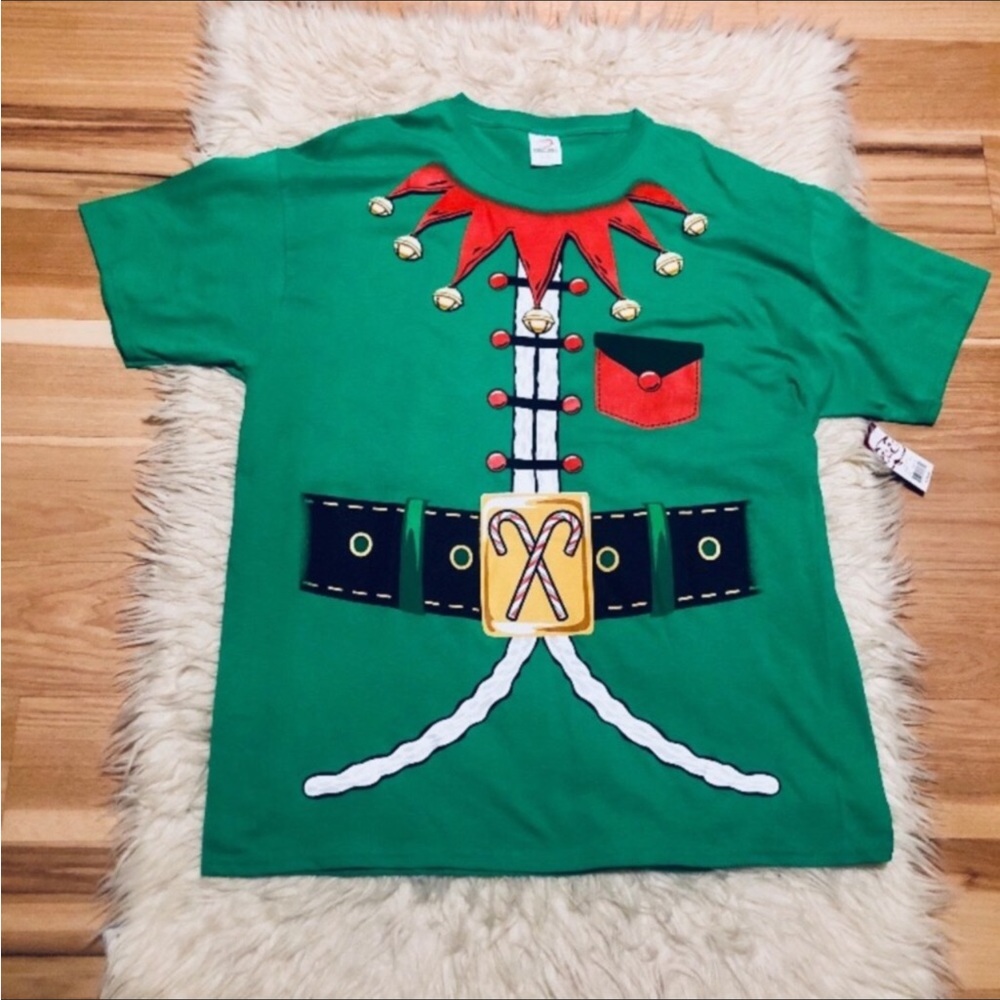 Ugly Christmas Holiday Elf Tee NEW
